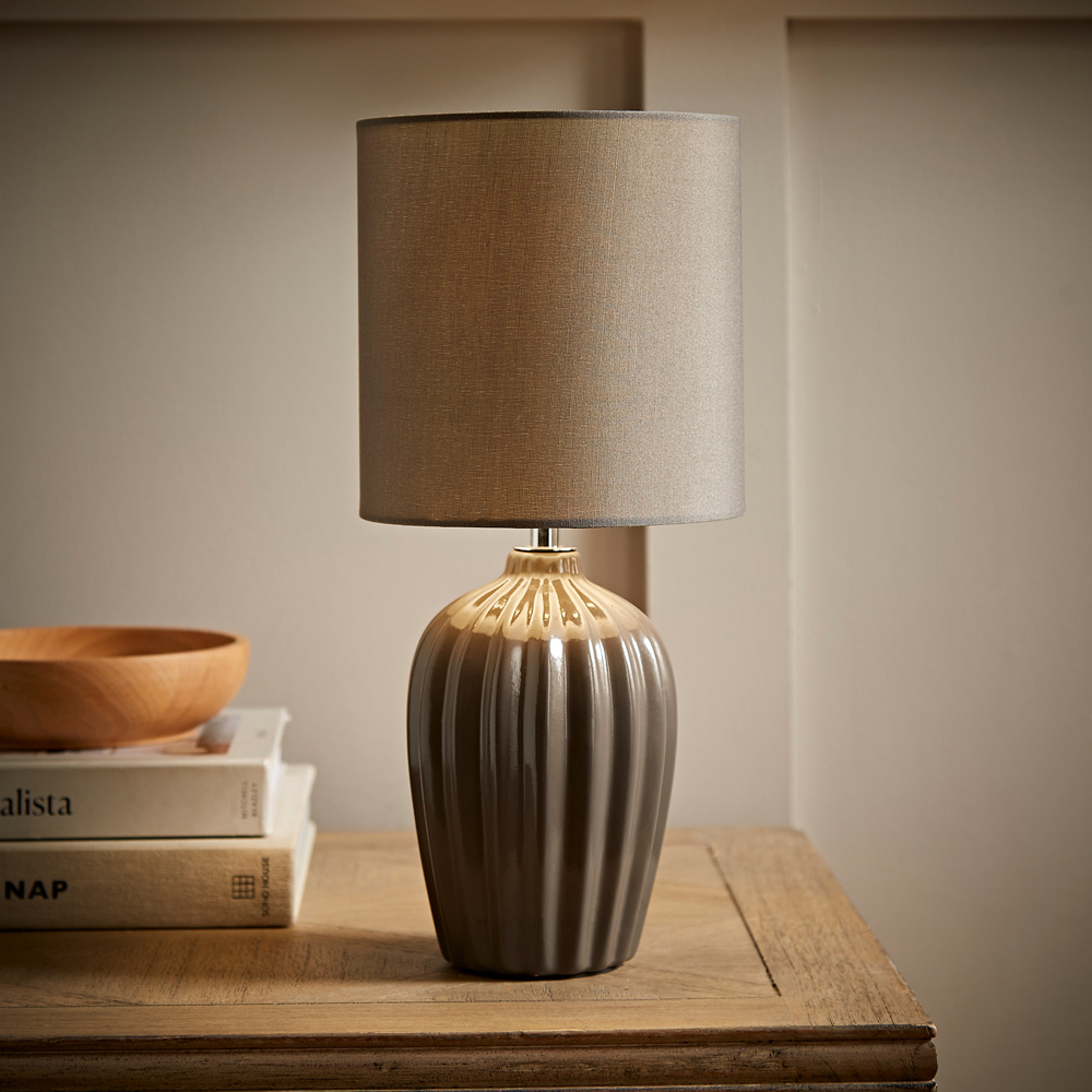 ValueLights Carbone Grey Shade Ceramic LED Table Lamp Image 2