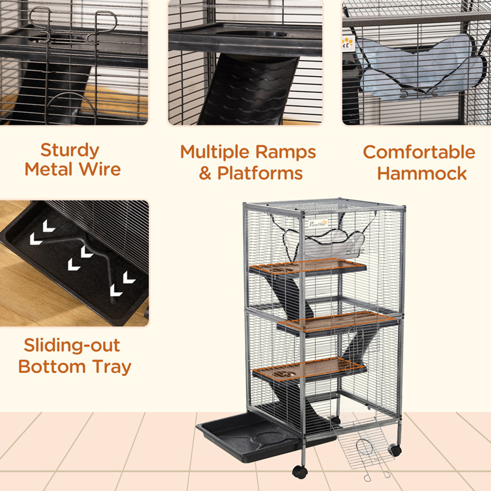 PawHut Small Animal Rolling Cage with Ramp Image 4