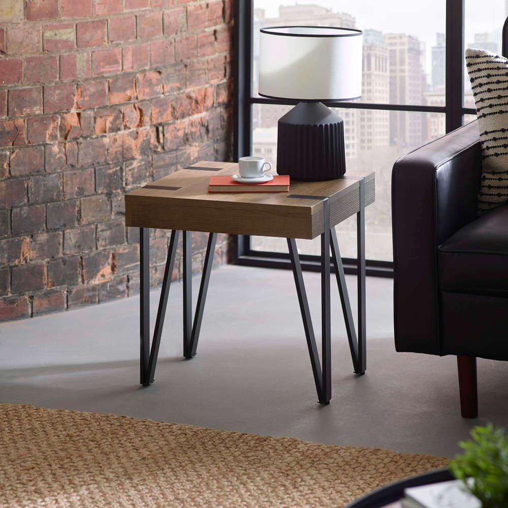 Julian Bowen Troy Rustic Wood Effect Square Side Table Image 7