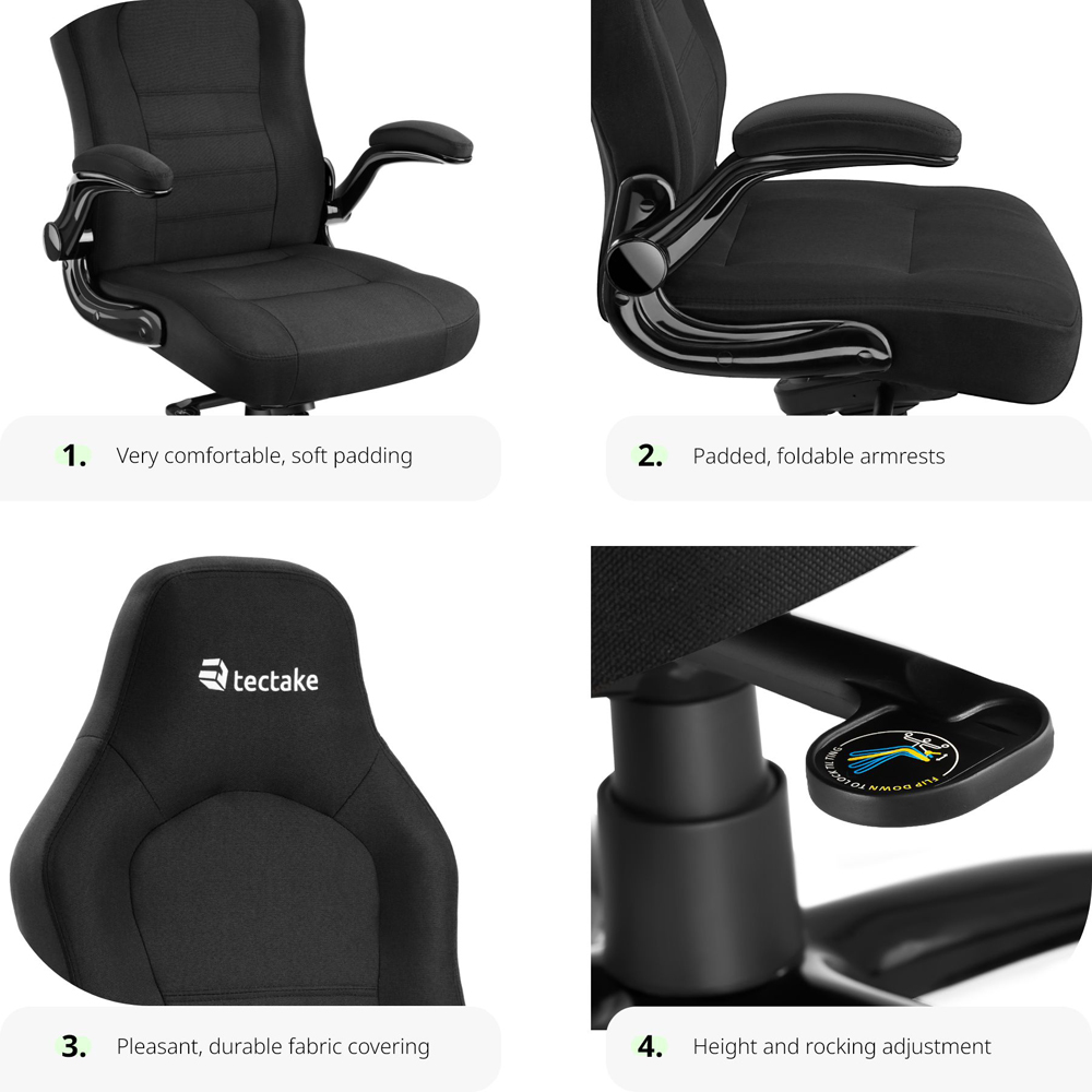 tectake Springsteen Black Height Adjustable Office Chair Image 6