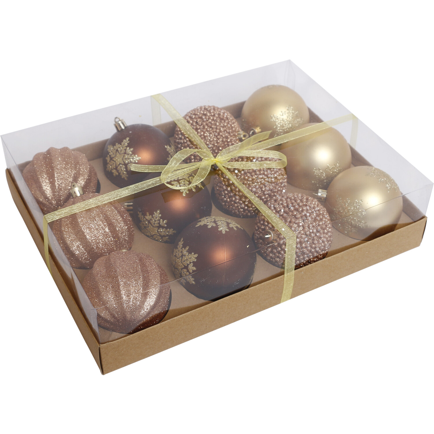 Pack Of 12 Forest Baubles - Gold Image