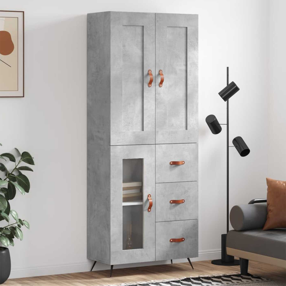 vidaXL 3 Door 3 Drawer Concrete Grey Highboard Image 1