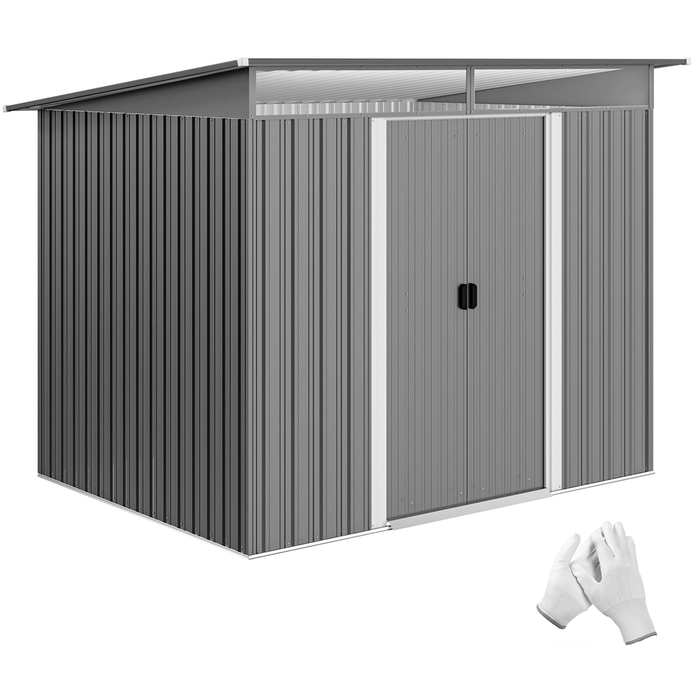 Outsunny 8.5 x 6ft Light Grey Metal Garden Storage Shed Image 3