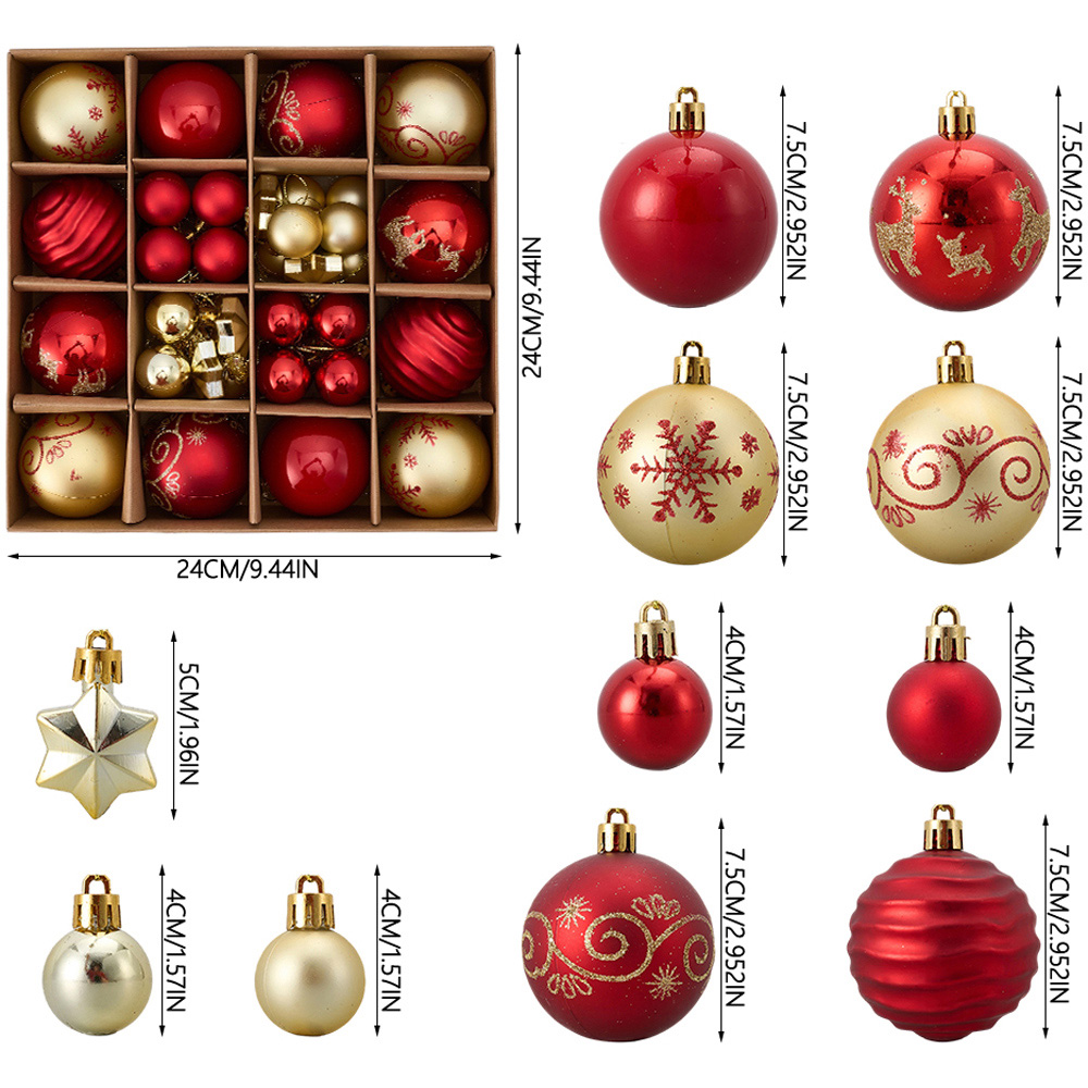 Living and Home 44 Piece Red and Gold Christmas Bauble Set with Storage Box Image 8