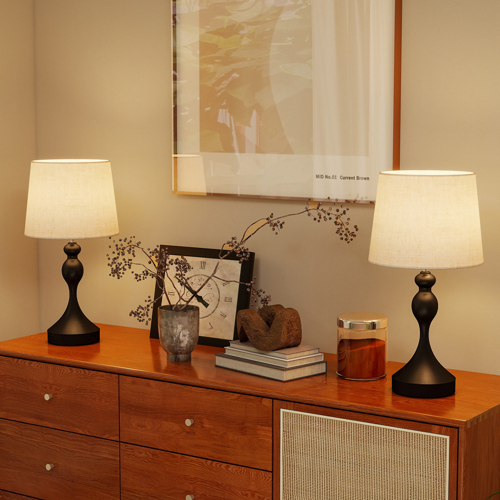 Portland Black LED Table Lamp with USB Ports 2 Pack Image 4