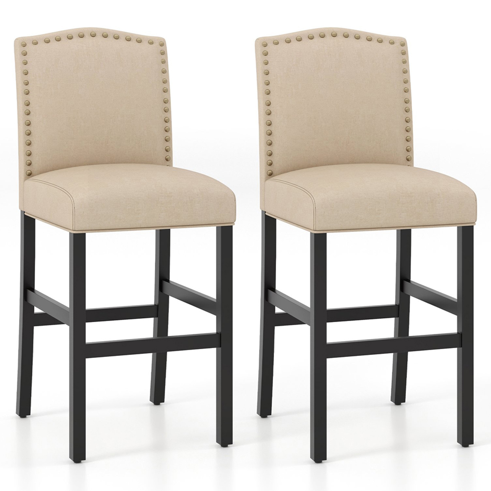 Costway Beige Bar Stool Set of 2 Image 2