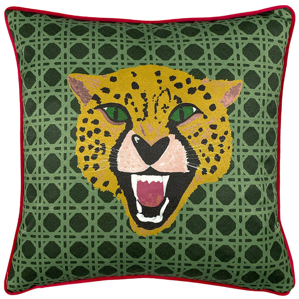 furn. Untamed Green Cheetah Cushion Image 1