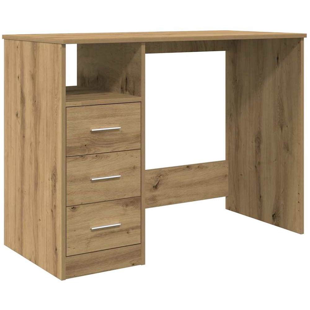 vidaXL 3 Drawer Single Shelf Computer Desk Artisan Oak Image 2