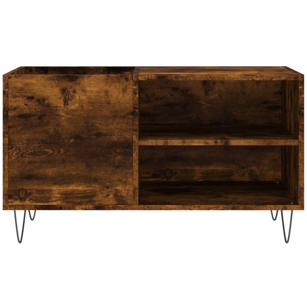 vidaXL 2 Shelf Smoked Oak Record Cabinet Image 4