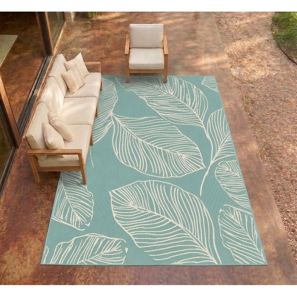 Portland Rugstyle Aqua Leaf Rug 80 x 150cm Image 4