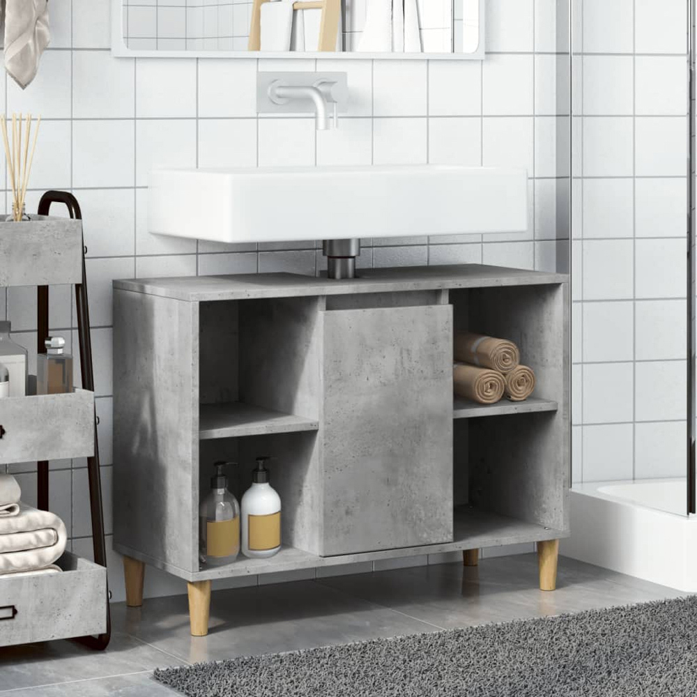 vidaXL Single Door 4 Shelf Grey Bathroom Cabinet Image 8