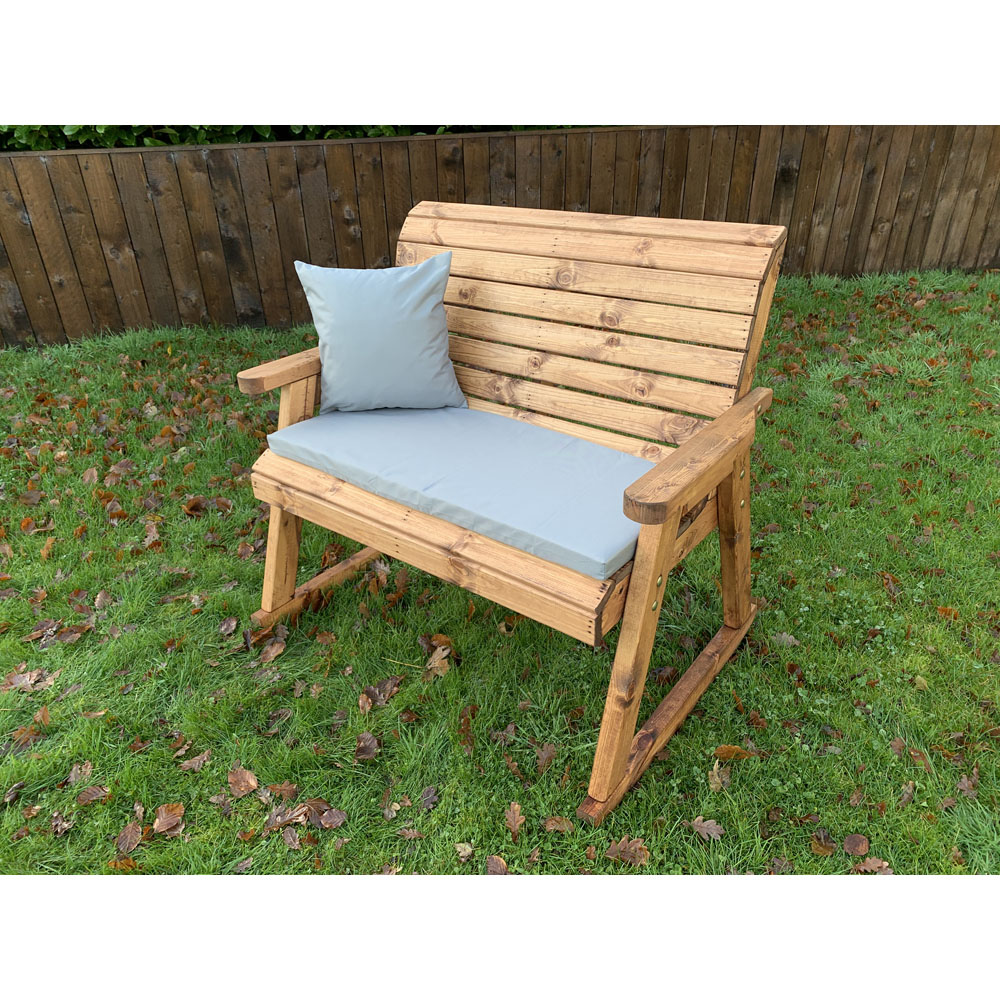 Charles Taylor 2 Seater Rocker Bench with Grey Cushions Image 6