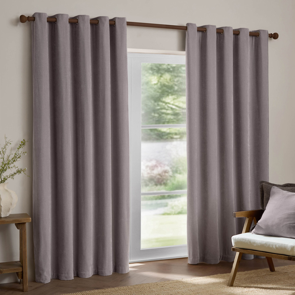 Yard Mauve Chenille Fully Lined Eyelet Curtains 229 x 183cm Image 1