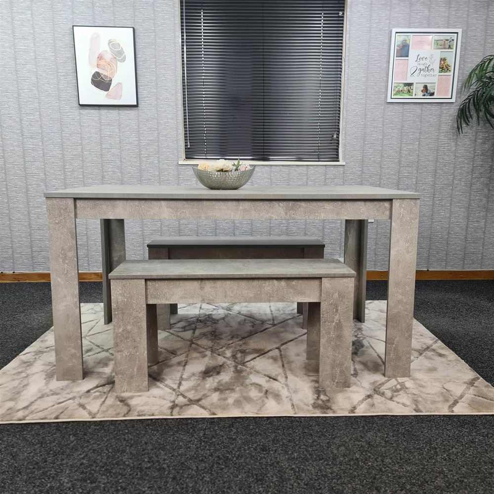 Portland 4 Seater Bench Dining Set Stone Grey Image 2