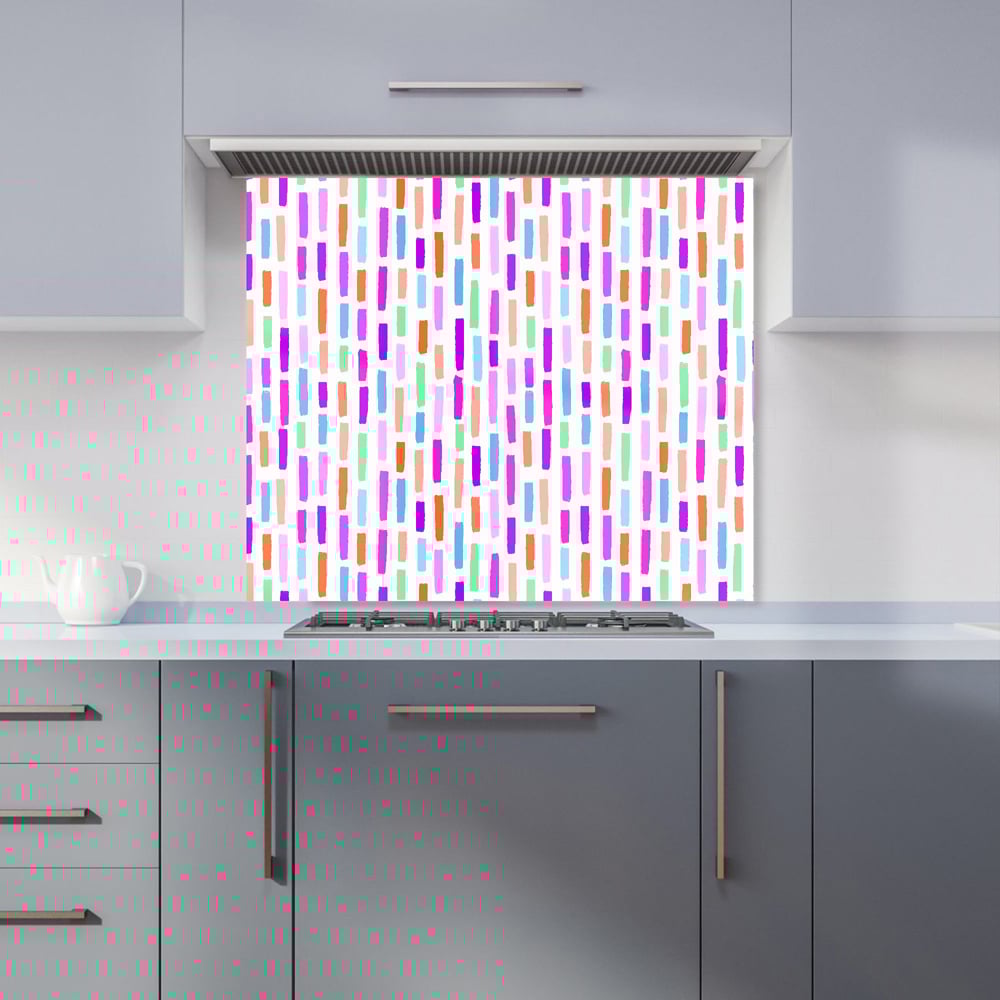 Warren Reed Designer Vertical Abstract Brush Pattern Glass Kitchen Splashback 75 x 90cm Image 1