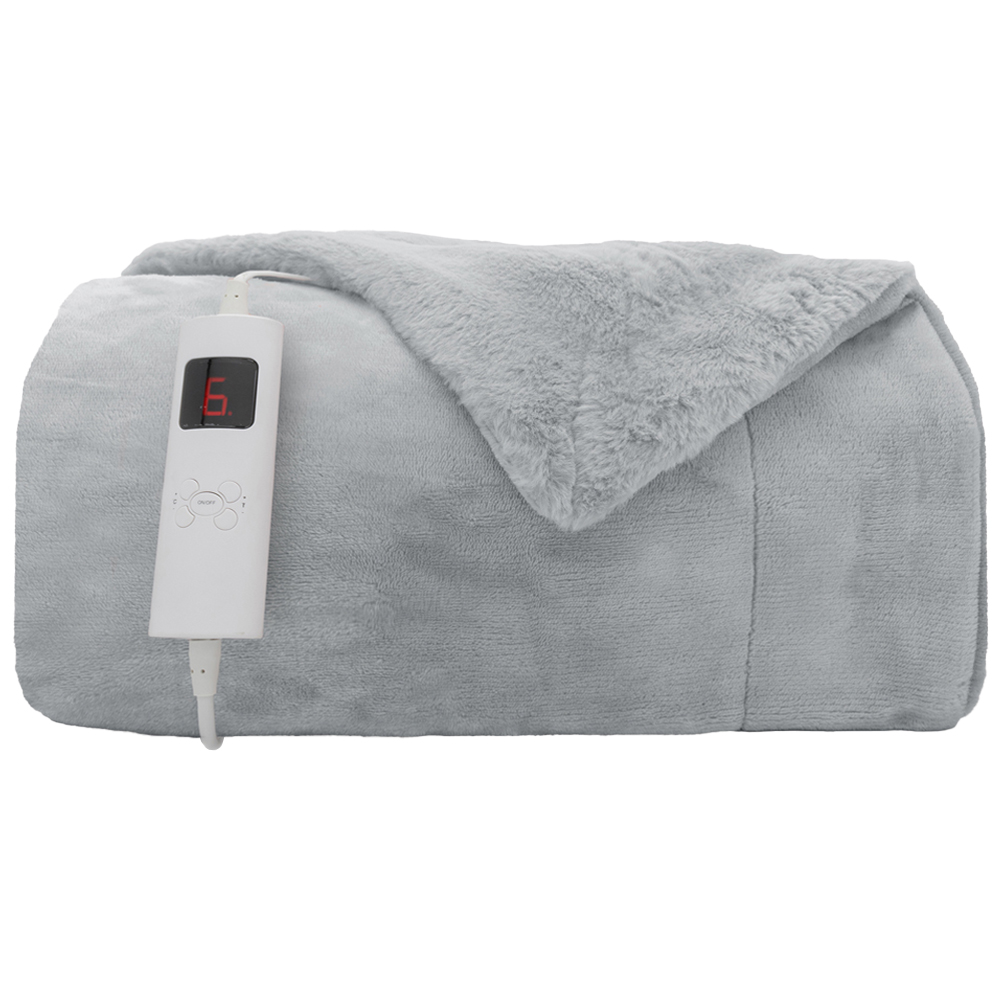 Velosso Silver Flannel Electric Throw 130 x 160cm Image 1