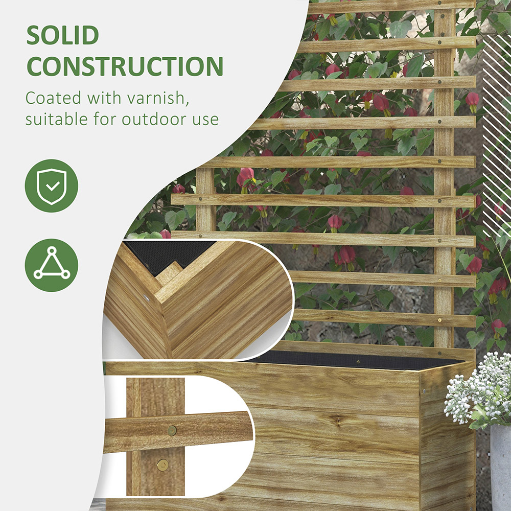 Outsunny Natural Wooden Raised Garden Bed Planter with Trellis and 4 Wheels 155 x 30 x 76cm Image 6