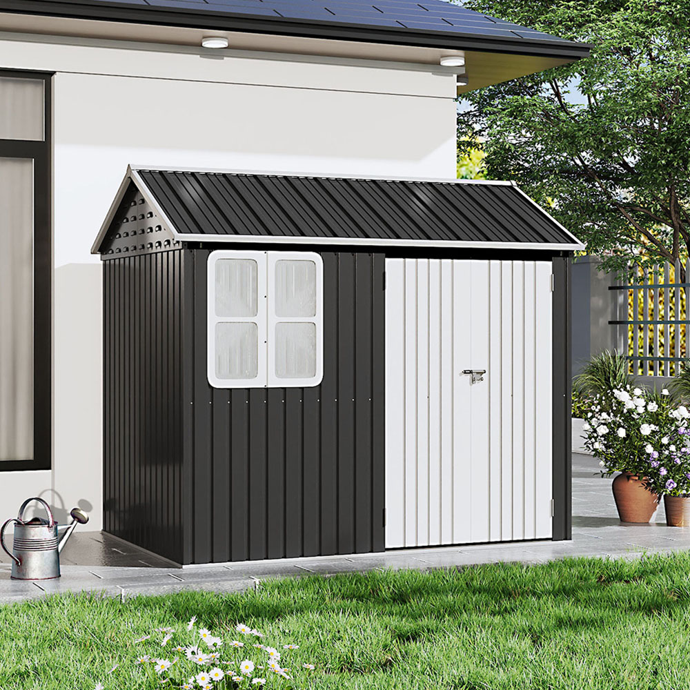 Living and Home 7.5 x 5.5ft Black Waterproof Outdoor Storage Shed Image 6