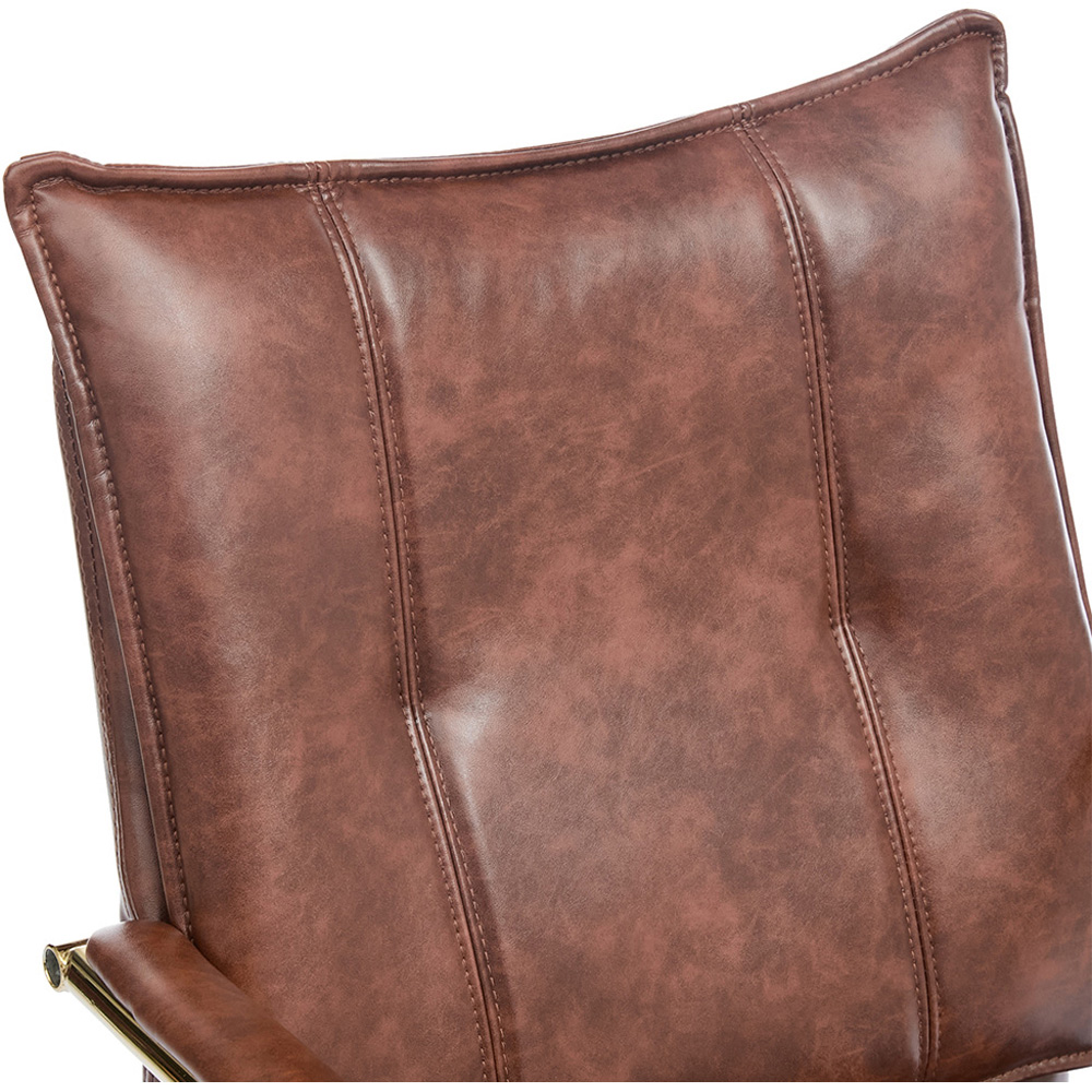Living and Home Brown PU Leather Height Adjustable Vintage Swivel Office Chair Image 4