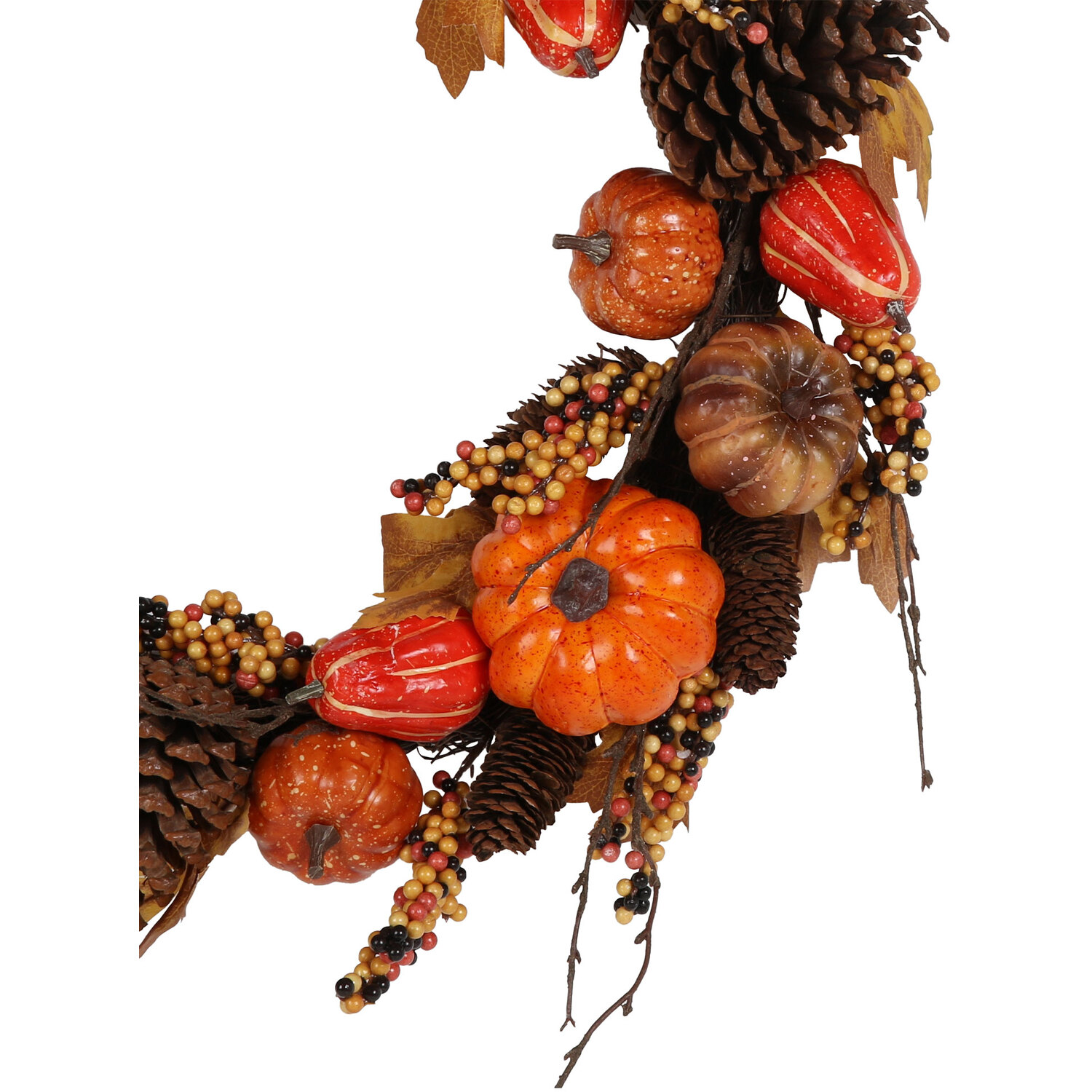 Autumnal Harvest Faux Pinecone Wreath - Orange Image 3