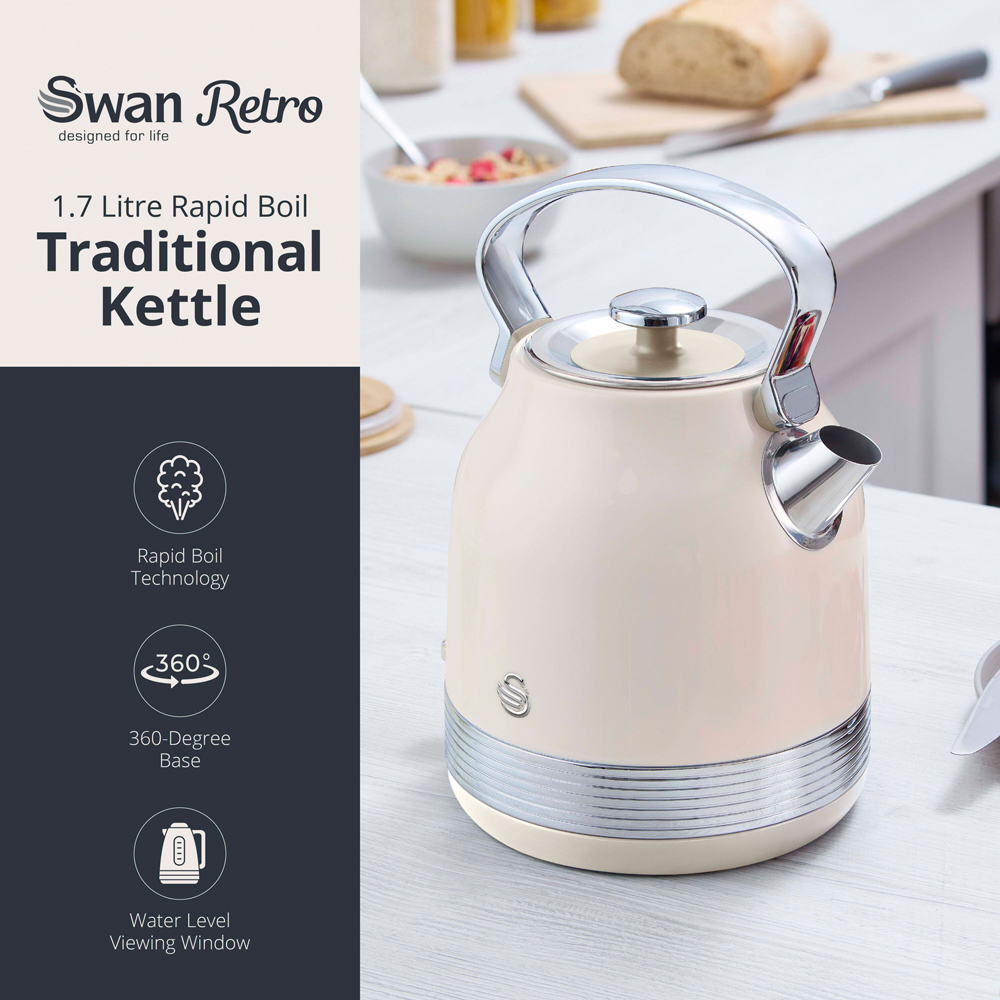 Swan Retro Revive Cream Rapid Boil 1.7L Traditional Kettle Image 3