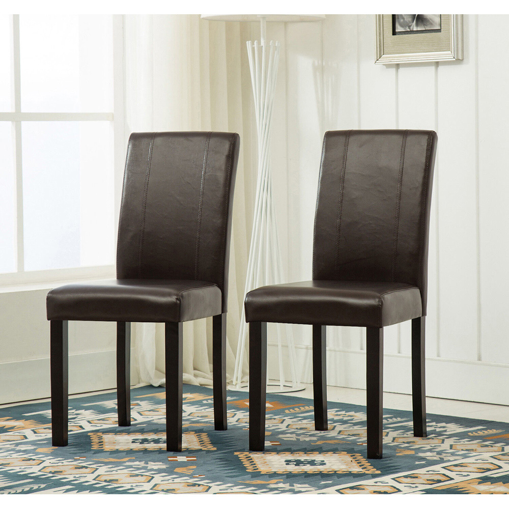 Set of 2 Brown Faux Leather Dining Chair Image 5