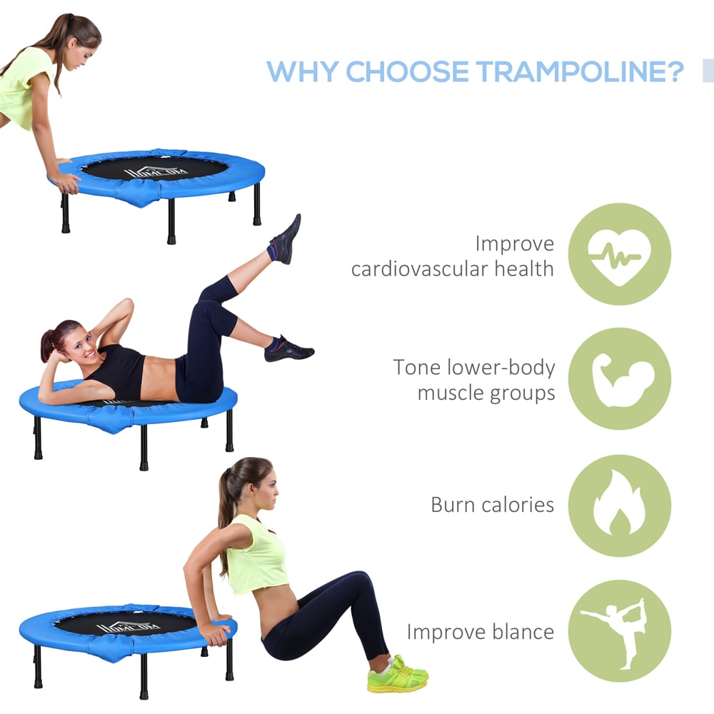 HOMCOM 3ft Blue and Black Mini Foldable Fitness Trampoline Image 5
