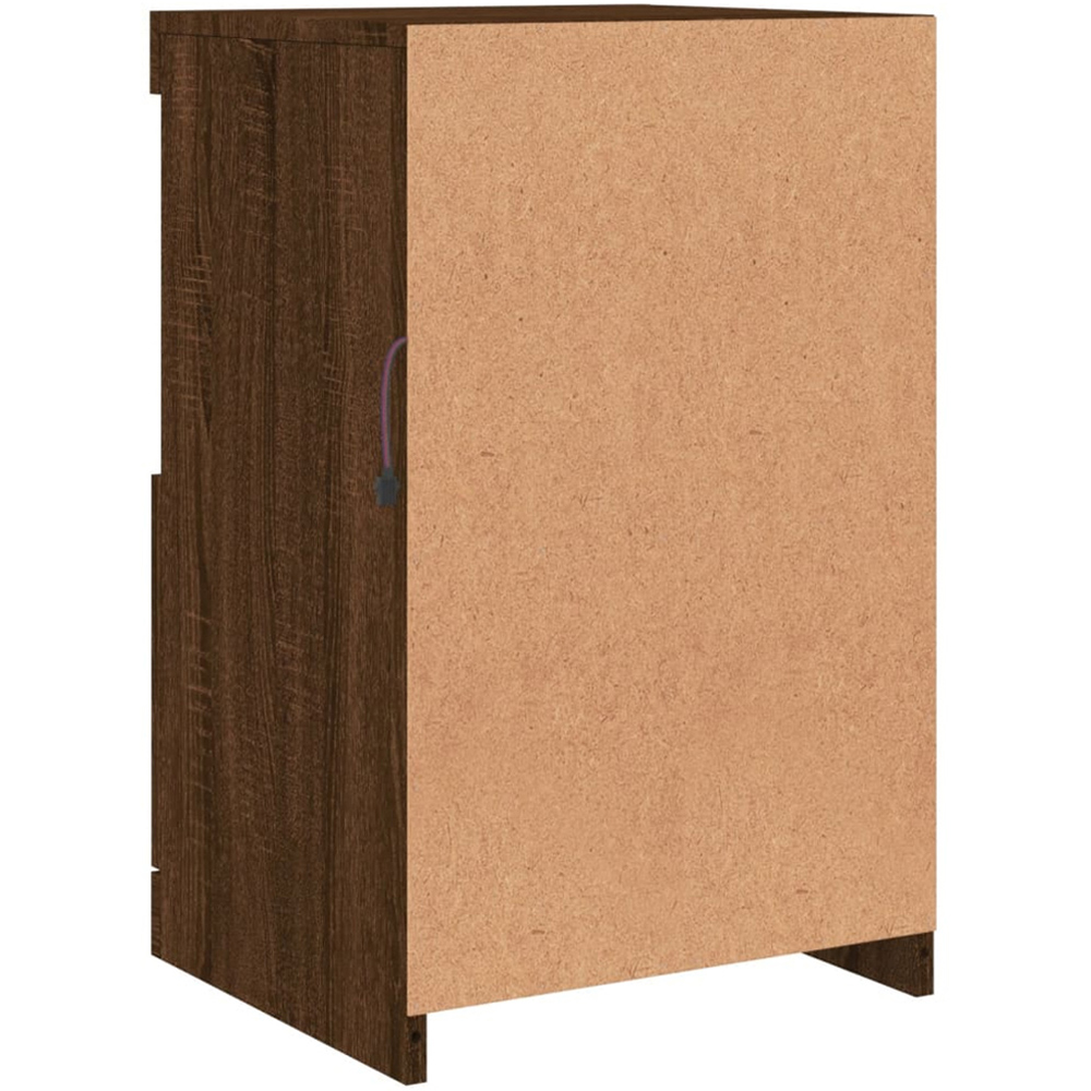 vidaXL Single Door 2 Shelf Brown Oak LED Sideboard Image 7