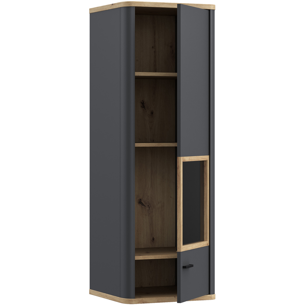 Florence Klara Single Door Grey and Oak Glass Display Cabinet Image 4