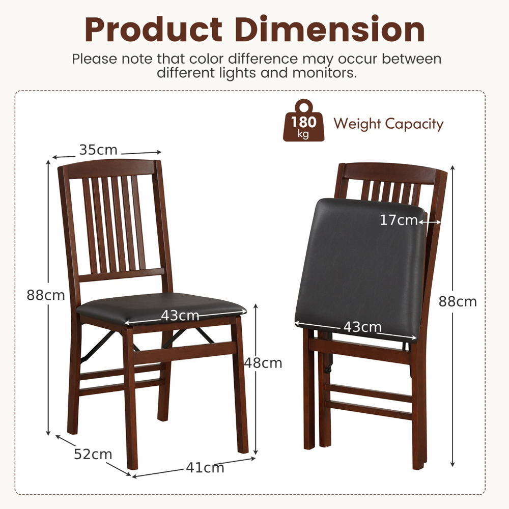 Costway Set of 2 Black Foldable Dining Chairs Image 9