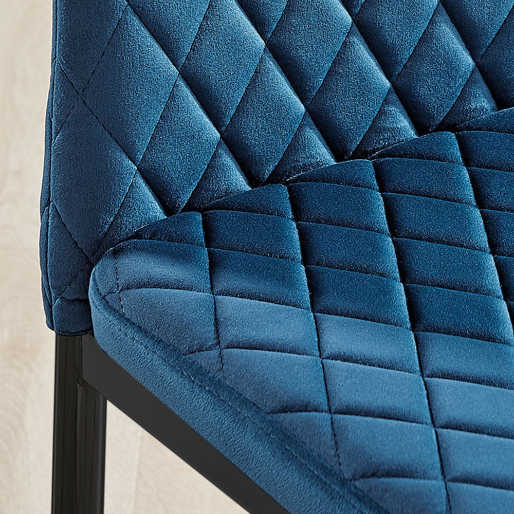 Furniturebox Arona Valera 4 Seater Round Dining Set Navy Black and Chrome Image 8