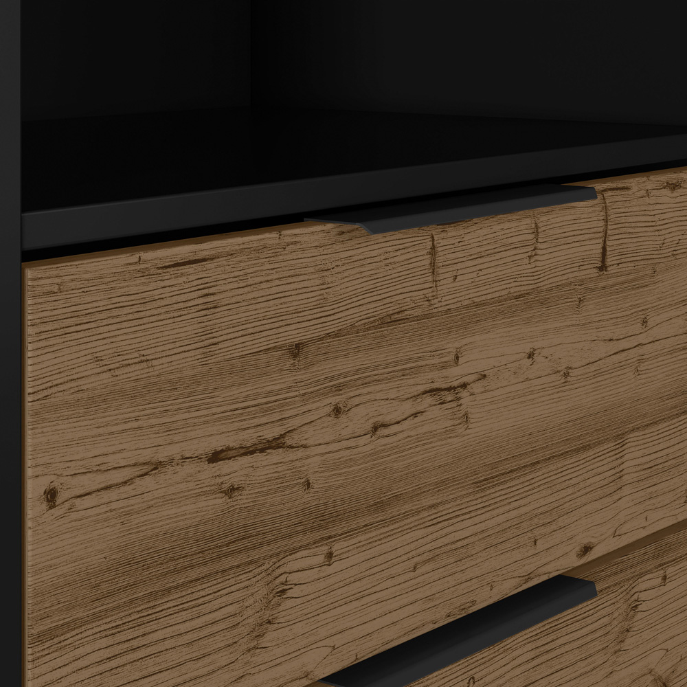 Seconique Madrid 2 Drawer 4 Shelf Black Acacia Effect Bookcase Image 8