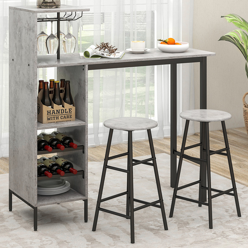 Costway 2 Seater Counter Height Dining Set Grey Image 1