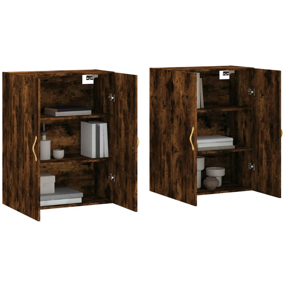 vidaXL 2 Door Brown Smoked Oak Wall Mounted Cabinet 2 Pack Image 3