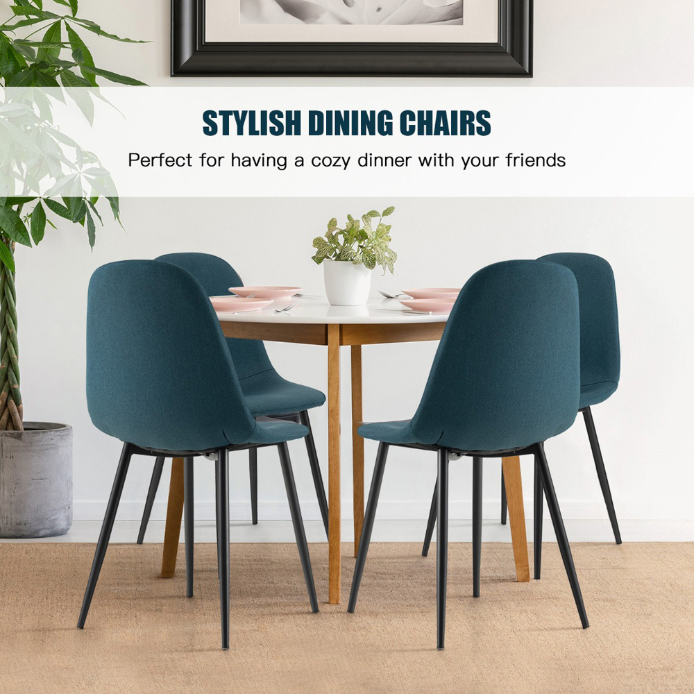 Costway Set of 2 Blue Upholstered Dining Chair Image 7