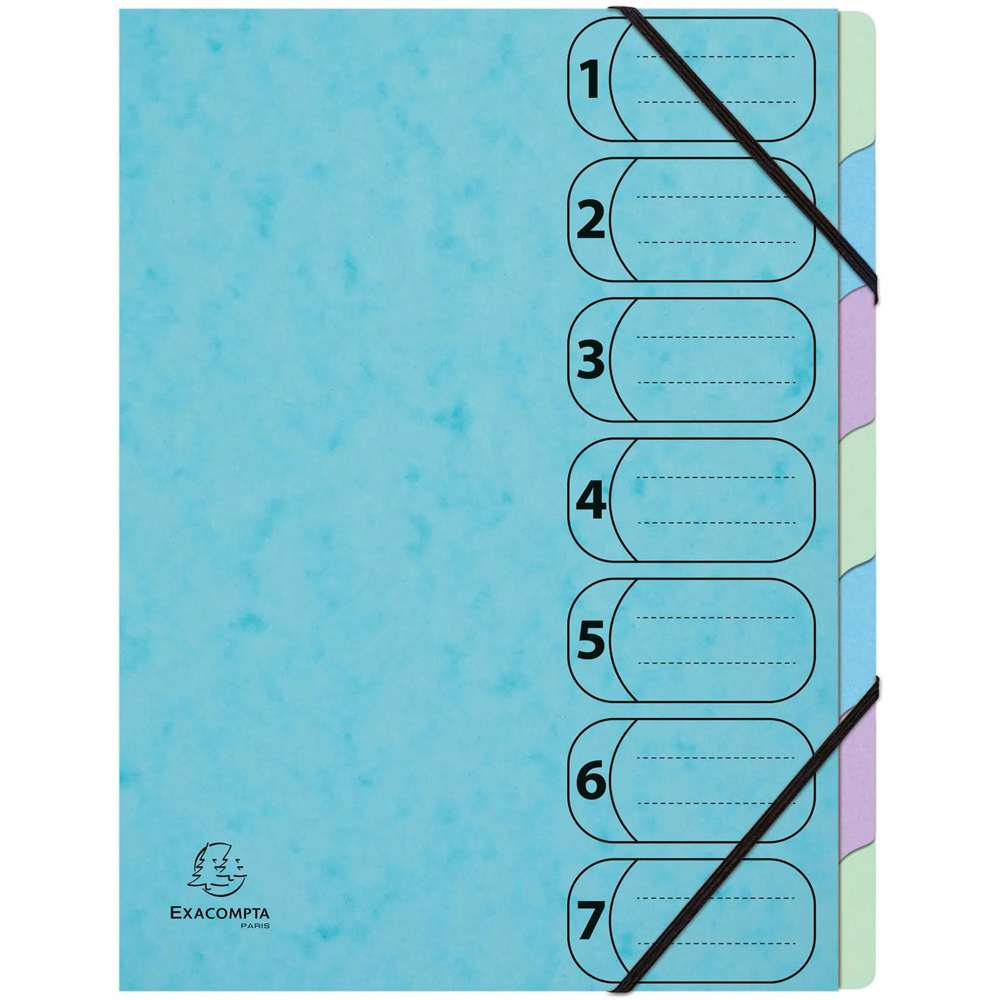 Exacompta Aquarel Harmonika 7 Section Assorted colours A4 Multi Part File 8 Pack Image 2