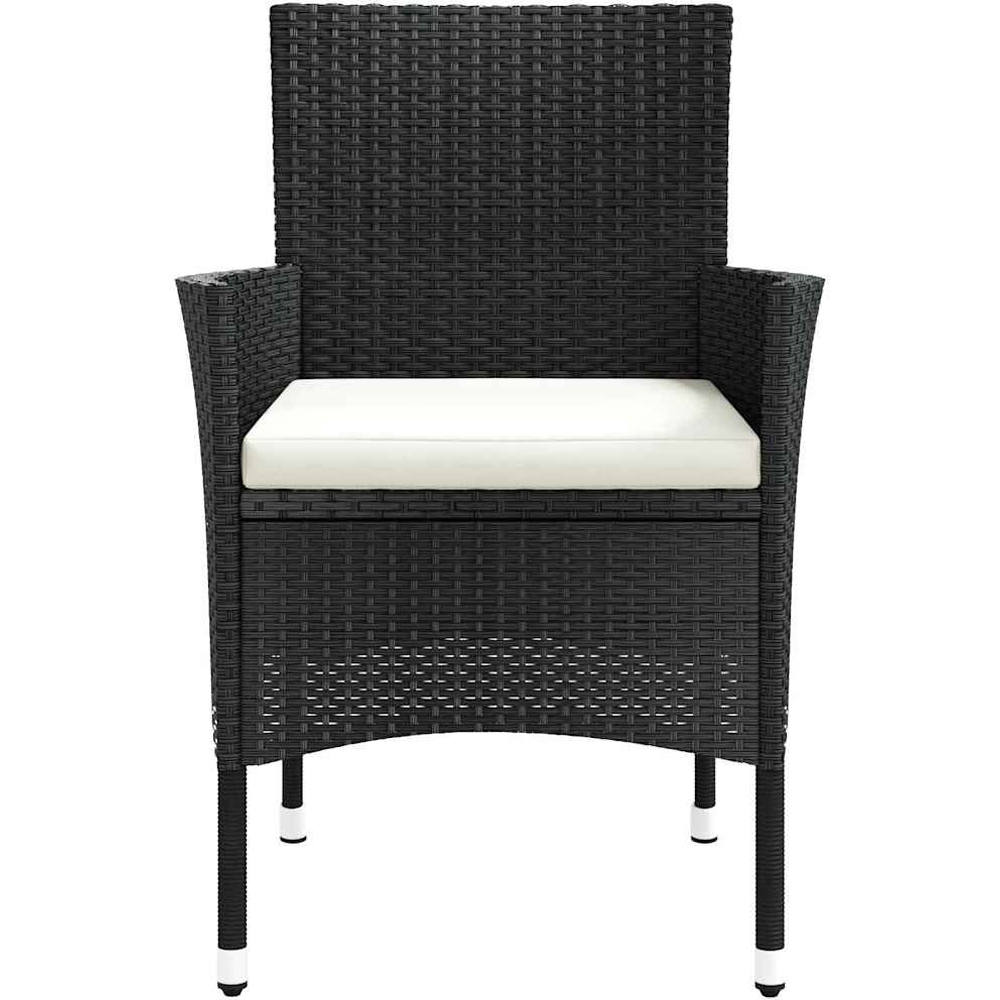 Walplus Set of 4 Black Poly Rattan Garden Chairs with Cushions Image 4
