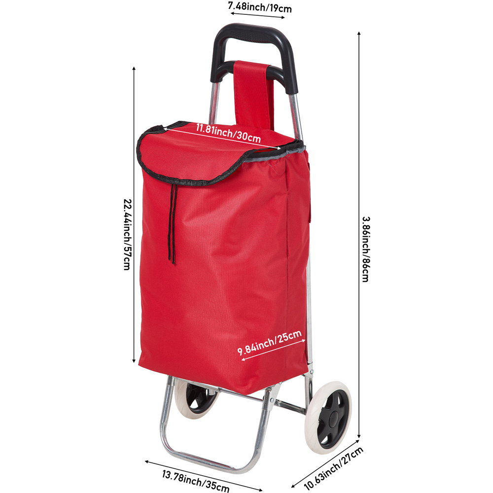 Living and Home Red Foldable Shopping Cart with 2 Wheels Image 7