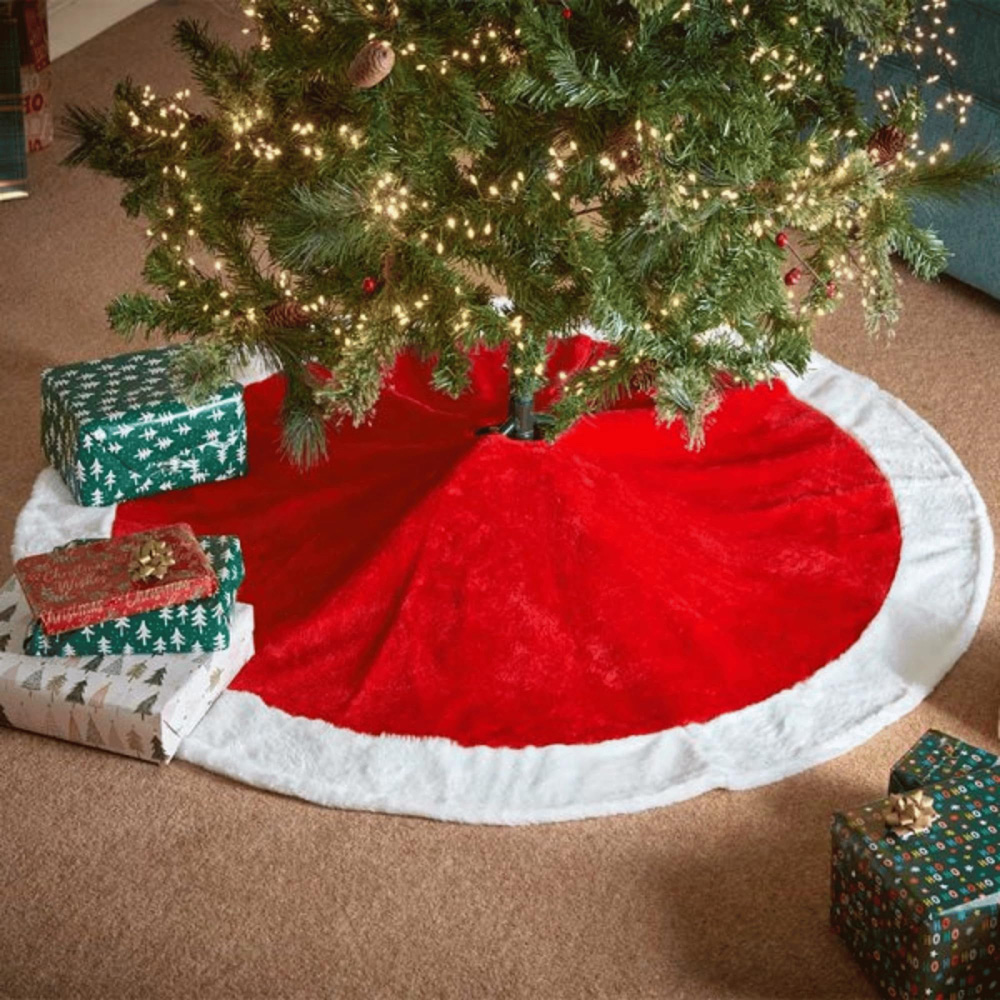 Samuel Alexander Red and White Fabric Traditional Christmas Tree Skirt 120cm Image 2
