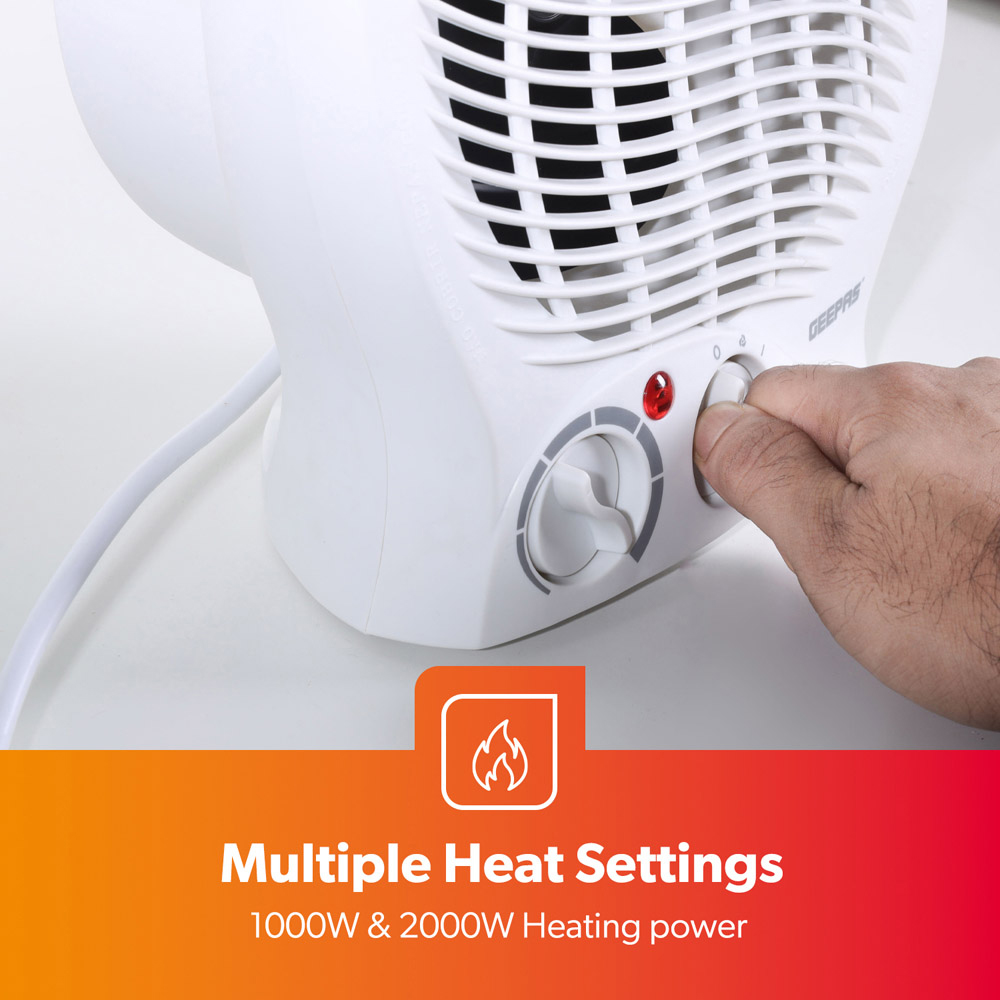 Geepas White Portable Fan Heater 2000W Image 4