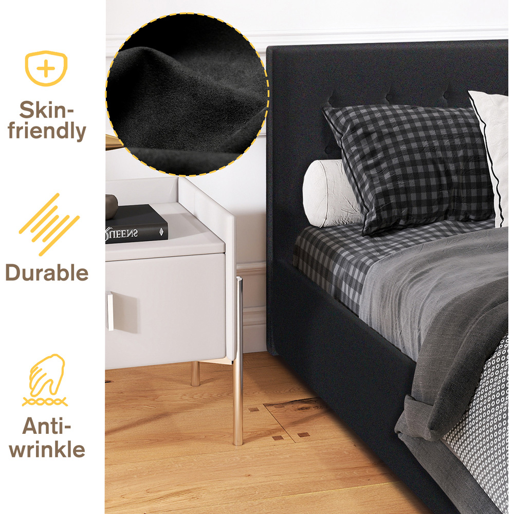 Brooklyn Double Black Fabric Storage Ottoman Bed Image 8