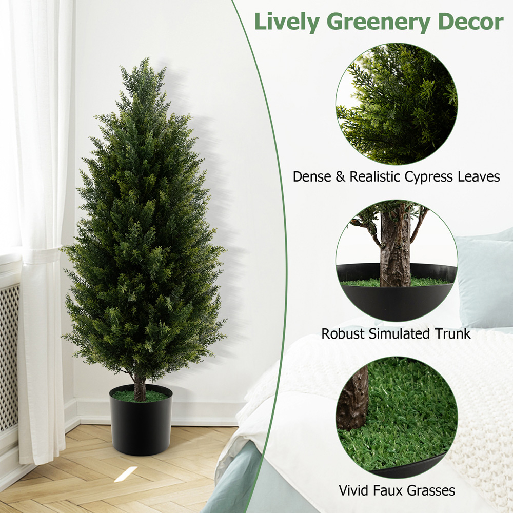 Costway Artificial Cedar Topiary Tree In Pot 3ft Image 8