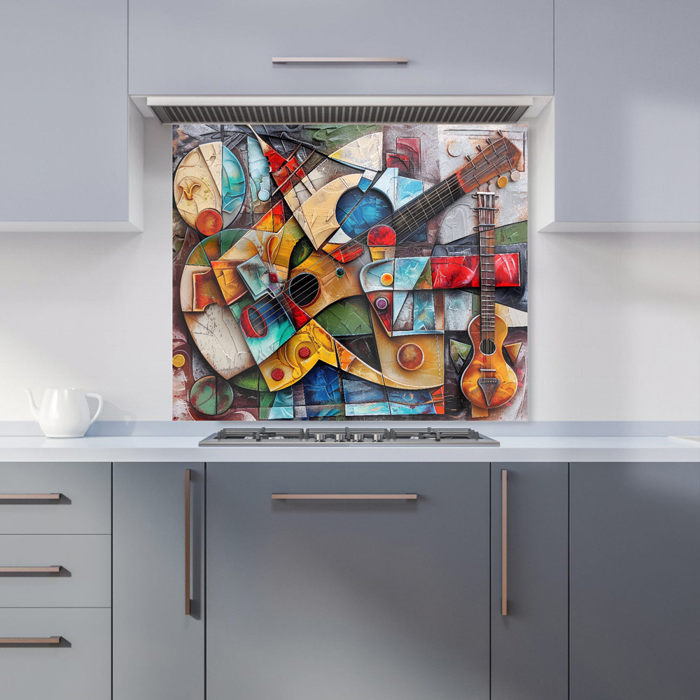 Warren Reed Designer Melody Of Shapes Picassos Instruments Glass Kitchen Splashback 75 x 90cm Image 1