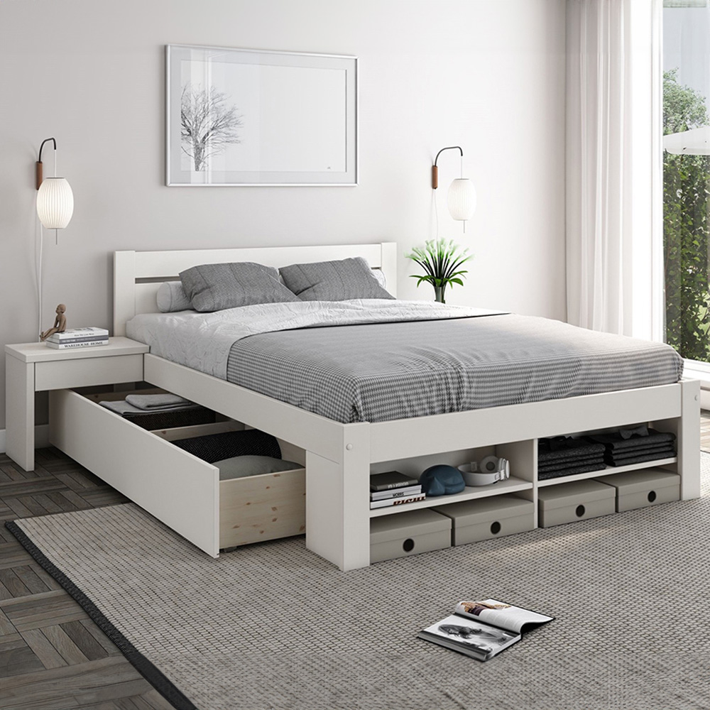 Noomi Pradis Double White Wooden Storage Bed Image 3