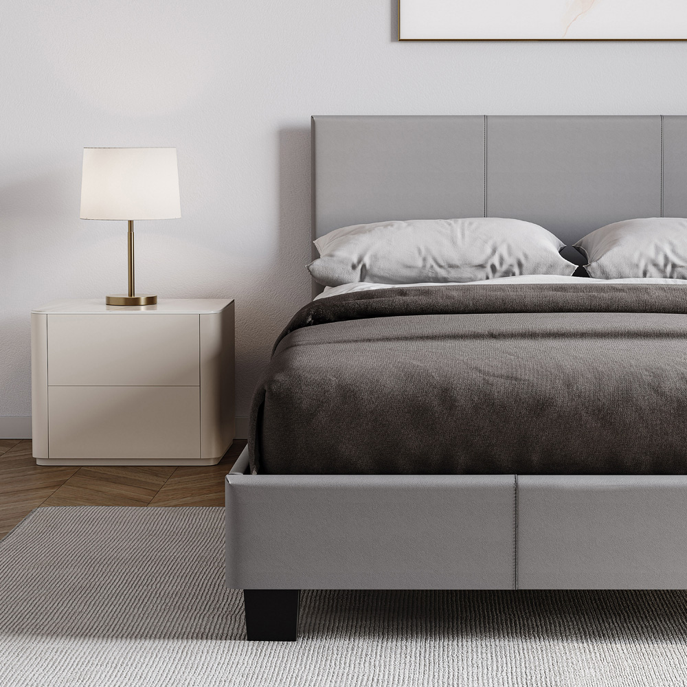 Vida Designs Lisbon Small Double Grey Faux Leather Bed Frame Image 4