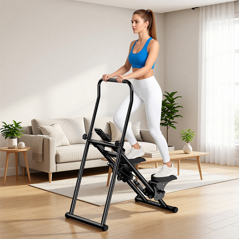 Rattrix Black Adjustable Stair Stepper Machine with LCD Monitor Image 2