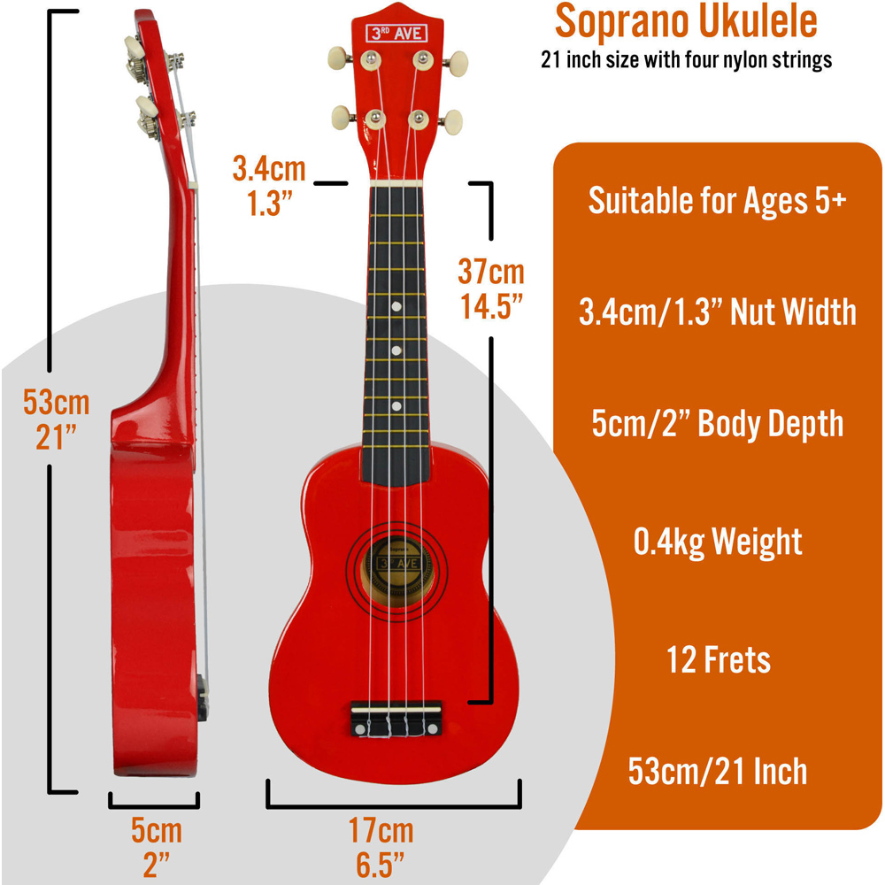 3rd Avenue Red Soprano Ukulele Set Image 6