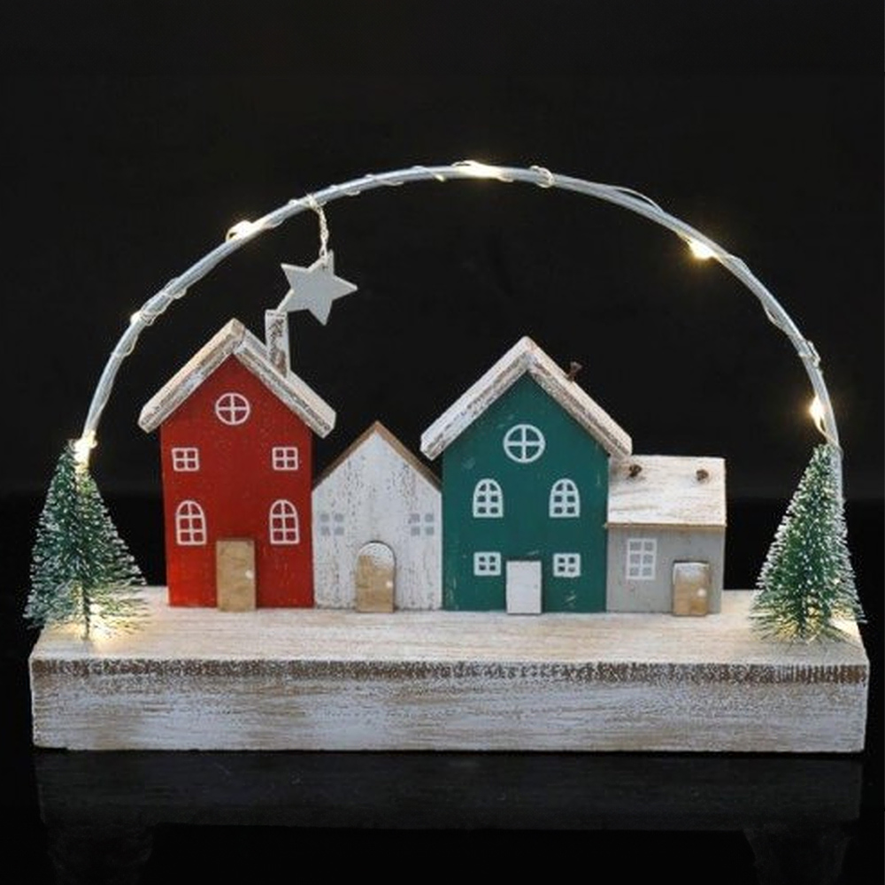 Marco Paul Christmas Led Houses With Tree Decoration Image 2