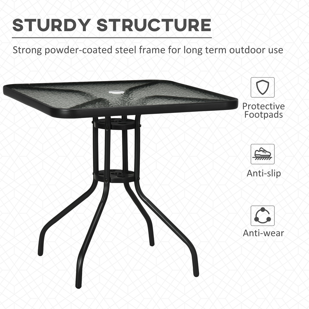 Outsunny 2 Seater Square Garden Dining Table with Umbrella Hole Image 6