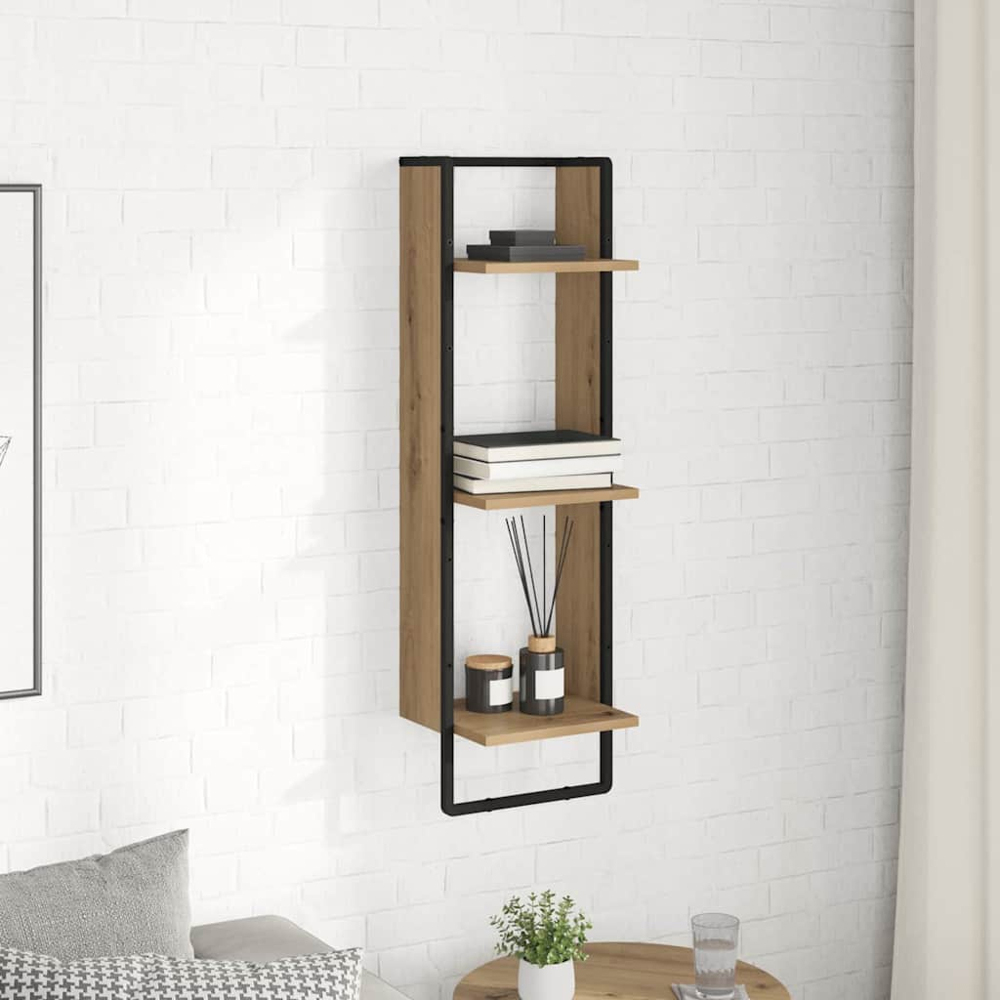 vidaXL 3 Shelf Artisan Oak Wall Shelf Image 2